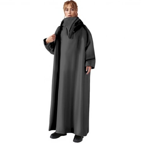 YOSUWOAI Chubasquero largo para hombre y mujer, impermeable, chaqueta de bicicleta, poncho de lluvia, mono a prueba de viento, chaqueta de lluvia para bicicleta, monocolor, chaqueta outdoor gruesa