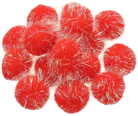 PATIKIL Glitzer Flash Bälle 16 Stück 1 8 Zoll Lieblings Glitzer Pompons Der Katze Flauschige Bälle Für Tiere DIY Basteln Kleidung Hüte Haus Fest Rot