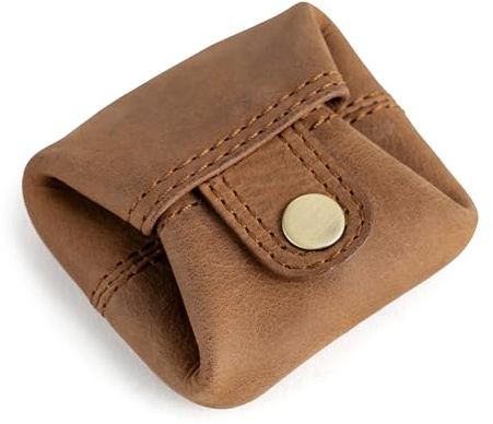 Berliner Bags Kleingeldbörse Lena M Vintage, Münzbörse Leder - Braun | Kleine Geldbörse für Münzen mit Knopfverschluss, Mini Münzbörse Portemonnaie für Damen und Herren