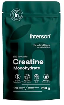 Intenson Creatina Monoidrata Polvere, 510 g, 150 Porzioni, 100% Monoidrato di Creatina Puro, Senza Aroma, Si Scioglie Facilmente, Ideale per Stili di Vita Attivi
