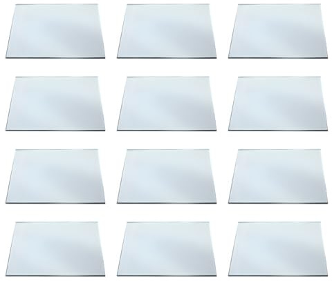 Cereria Di Giorgio - 12 Vassoi a Specchio Quadrati - Lunghezza 15 cm - Centrotavola decorativo - Perfetti come portacandele