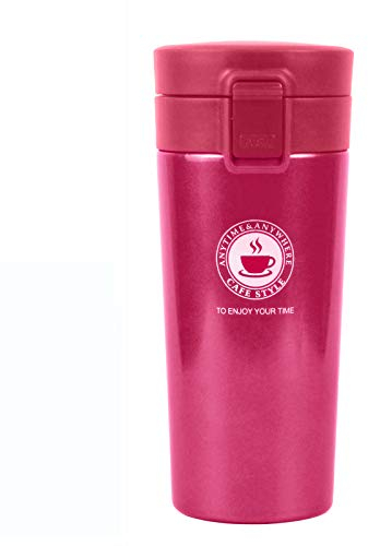 Becher Thermobecher Kaffee Reisebecher Trinkbecher To Go Coffee Thermo Kaffeebecher Mit Deckel Travel Mug Auto Auslaufsicher Isolierter Isolierbecher Caffee Autobecher Bpa Frei 0.38L (Rose rot)