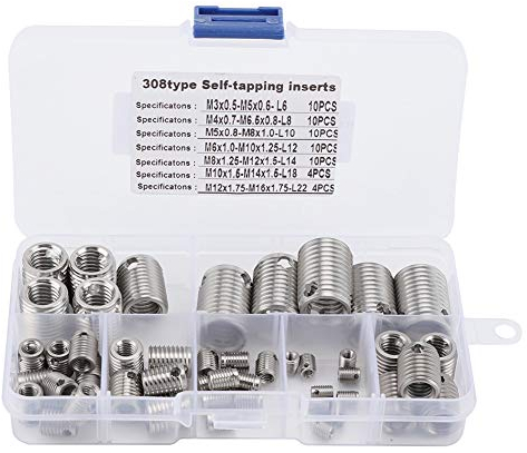 58pcs 308 Edelstahl Innengewinde selbstschneidende Gewindeeinsätze Gewinde einstellen Repair Tool