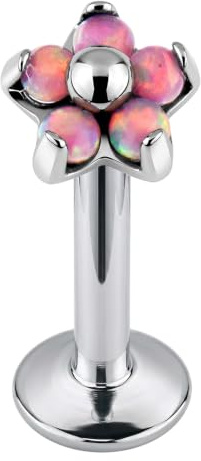 Monster Piercing G23 Grade Titan 5 Opale Ball Blume mit 16 Gauge Madonna Lip Labret Schmuck mit Innengewinde