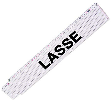 Zollstock mit Namen Lasse für Männer | Hochwertiges Marken-Metermaß | Glieder-Maßstab mit Namen bedruckt | Viele Namen zur Auswahl