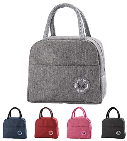 YumSur Borsa termica per pranzo, ufficio, pranzo, borsa per pranzo, fresca, borsa da trasporto, per pranzo, picnic, impermeabile, isolata per donna, uomo, scuola e ufficio, per bambini (grigio)