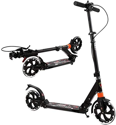 XBSLJ Scooter, Roller Kinderroller Big Wheels Verstellbarer Lenker Doppelte Federung mit Handbremse Klappbar 200mm Teenager Kinder ab 12 Jahren