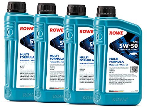 4 (4x1L) Liter ROWE HIGHTEC MULTI FORMULA SAE 5W-50 Motoröl Made in Germany