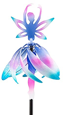 Vecksoy Windrad Garten Ballerina Windmühle Windrad Mit Metall-Pfahl, Plastik Windspiele Für Draußen Stehend Garten Balkon (Ballerina Windspiele)