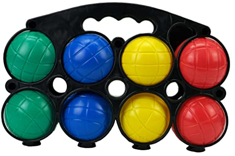 Plitsch Platsch Boccia- Boule Set Spiel 8-teilig Kugel Ø 72mm; inkl. Tragekorb und Zielbal