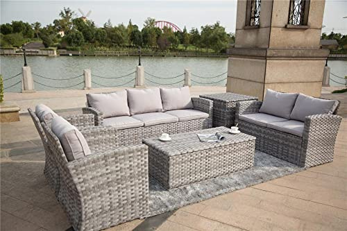 Ondis24 Gartenmöbel Set Sacramento, Sitzgruppe für 7 Personen, Gartenset mit Tisch Sitzkissen, Balkonmöbel Essgruppe Garten, Lounge Sitzgarnitur