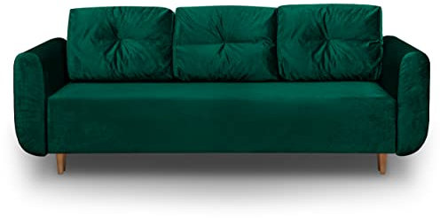 bonni Schlafsofa SEWILLA im skandinavischen Stil, Sofa mit Bettkasten und Schlaffunktionn, Klappsofa, Schlafcouch, Bettsofa, Couch vom Hersteller, Couchgarnitur, Sofagarnitur (Königlich grün)