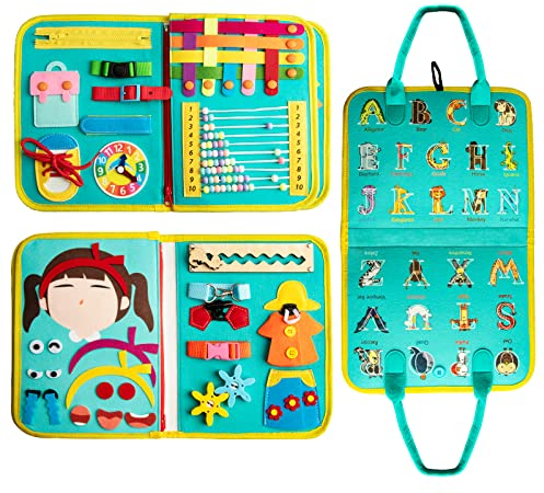 Busy Board 20-in-1 Spielzeug Ab 3 4 5 Jahr Montessori Activity Board Mit Gesicht Puzzle,Dinosaurier Labyrinth,Kinder Einschulung Geschenke Für Kleinkinder Baby Mädchen Junge Lernen Grundkenntnisse