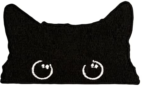 Urbanski Patch süße neugierige Katze zum Aufbügeln 4,4 x 7,2 cm | Aufnäher Applikation Bügelbild