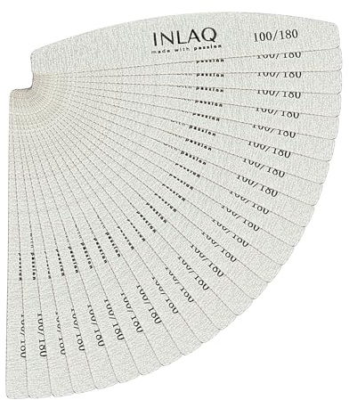 INLAQ® Lime à Ongles 100/180 - Professionnelle en demi-lune Durable Résistante à l'abrasion - Set de Limes à Ongles Jetable - Idéal pour Manucure en Salon et à Domicile Résultats Parfaits - 25 pièces