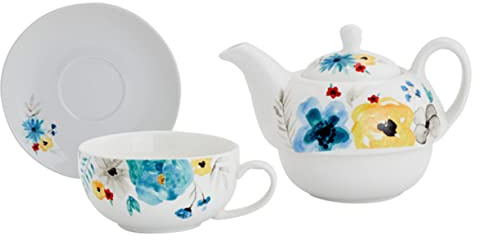 HEMOTON Juego De Tetera De Cerámica Compacto Para Té, Tetera y Tazas Resistentes Al Calor, Color Blanco, Adecuado Hogar y Oficina, Juego De Té Con Plato Incluido