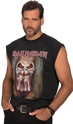 JP 1880 herrstora storlekar, överdimensionerade herrkläder, L-8XL, linne, bandshirt, Iron Maiden 818568, svart, XXL