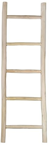 AUBRY GASPARD - Échelle en Teck Massif Naturel - Modèle Arthur - Dimensions 48 x 6 x 150 cm - Porte-Serviettes Élégant pour Salle de Bain - Utilisation Décorative et Pratique - Bois Résistant et