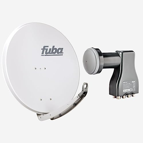 Fuba Sat Anlage 8 Teilnehmer | Satellitenschüssel Komplettset - DAA 850 G Sat-Schüssel 85cm Alu hellgrau + Fuba DEK 818 Octo LNB 8 Teilnehmer (DVB-S2, HDTV, UHD 4K/8K, 3D) mit LTE-Störfilter