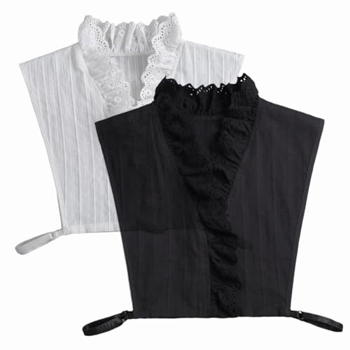 2pcs Blusenkragen Stehkragen Krageneinsatz Fake Collar Damen V-Ausschnitt Blusenkragen Einsatz Shirt Bluse Halb Gefälscht Abnehmbare Frauen Kragen Damen Oberteil Top Hemdbluse