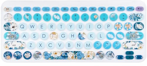 WSLUCKO Silicone Keyboard Cover Skin for Logitech K380 & Logitech Pebble Keys 2 K380s,Cute Design Protective Keyboard Skin, Peony