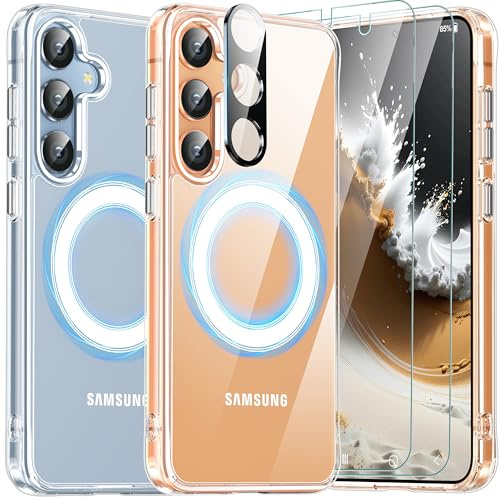 Bestcellcase Schutzhülle für Samsung Galaxy S24 Hülle, transparent, [mit 2 Displayschutzfolie & 1 Kameraobjektivschutz] [Vergilbungsfrei] Schlanke Schutzhülle für Samsung S24 5G 2024,transparente