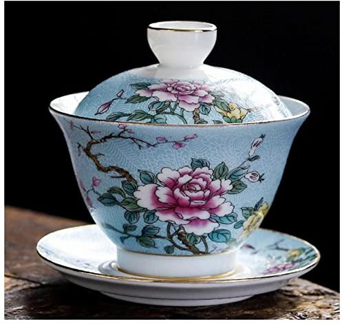 Emaille Tasse 140ml Handgemalte Jingdezhen Pasteltechnik Traditionelle keramische Porzellan Gaiwan Tureen Kung Fu Tee Set Tee Becher Hochzeitsschüssel Porzellantasse (Size : A)