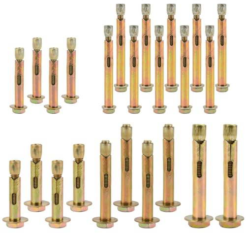 BATINO 24Pcs Expansion Bolts, M6 M8 M10 Wall Anchor Heavy Duty Concrete Masonry Brick Wall Fixings Plugs Screws (50/70/80mm)