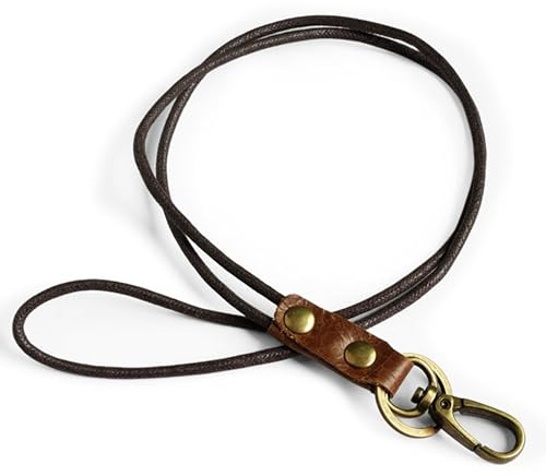 Nyckelband för nyckel- och ID-bricka, läderband för ID-kort, nyckelband i retrostil för ID-märken, Halsband, brun, 19.2*0.98 IN
