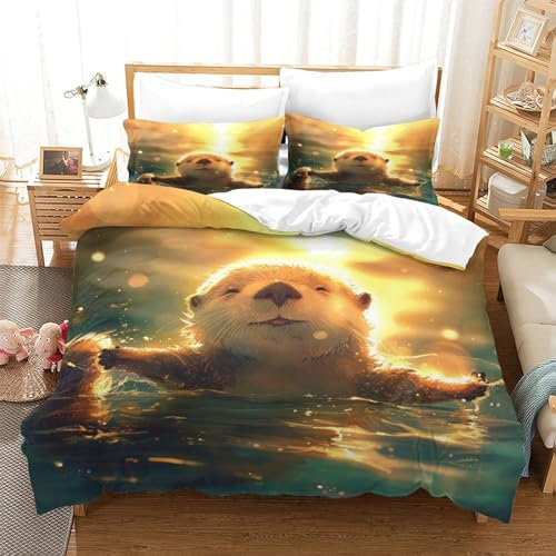 HMLTD Cut Biber Bettwäsche-Set, 3D Animal Theme Druck Bettdeckenbezug, Für Kinder, Jungen, Mädchen, Teens, Sealife Ocean Thema, Bettbezug, 3 Teilig Bettwäsche Queen Size Super King（260x220cm）