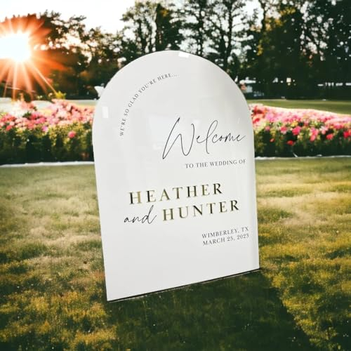 Pahdecor Panneau de bienvenue en acrylique avec miroir doré, personnalisable pour différentes tailles