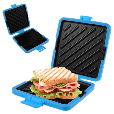 Microwave Toastie Sandwich Maker - Silicone Microwaveable Cookware, Non-stick, Wireless Rapid Heating for Cooking Breakfast Sandwiches (Blue)