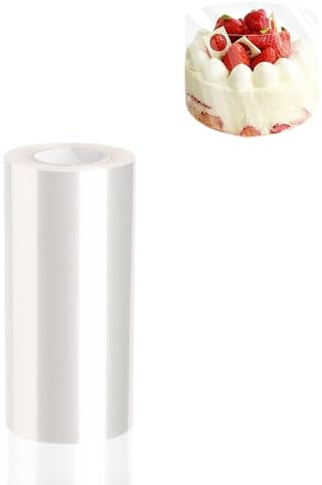 Wlztea Tortenrandfolie, 15cmx10m Acetat Kuchenstreifen, Frost Form, Transparent Acetat Rolle, Acetat Folie für Tortendeko Schokolade Kuchen Dessertringe Mousse (15cm)