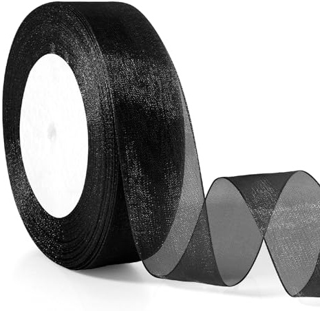 Schwarzes Geschenkband 25mm x 46m - Verpackungsbänder für Weihnachten