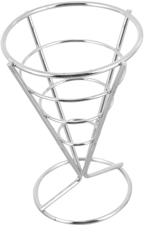 LAPYAPPE Tenedor de bocadillos de cono Titulares cono de pollo puesto de pollo frito freír accesorios cocinita bandejas Cesta de acero inoxidable cesta de comida de cocina Silver