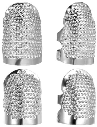 Mabor 4 Stück Fingerhut Nähen, Fingerschutz Stricken Fingerhüte aus Metall Fingerschutz Stricken Fingerhut 17mm Einstellbare Zubehör Thimble Sewing Ringfingerhut Haushalt Handnähen