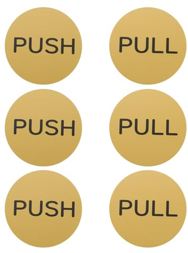 PATIKIL 3Set Push Pull Door Signs Stickers, 3in Push and Pull Signs Stickers Plate Acrylic Vertical Self-Adhesive for Doors Glass Window Business Stores, Round, Gold