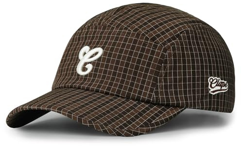 CLAPE 5 panel baseballkeps baseballkeps män kvinnor snabbtorkande basebollkeps rutig solhatt UV skydd justerbar klassisk böjd brätte utomhus sport keps, BSAC2569-brun, one size