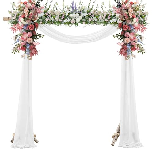 BEELUKY Querbehang Freihanddeko Weiß 160x600cm Hochzeit Vorhang | Tüllstoff, Für Torbogen, Hochzeitsfeier, Fotografie, Party Zeremonie