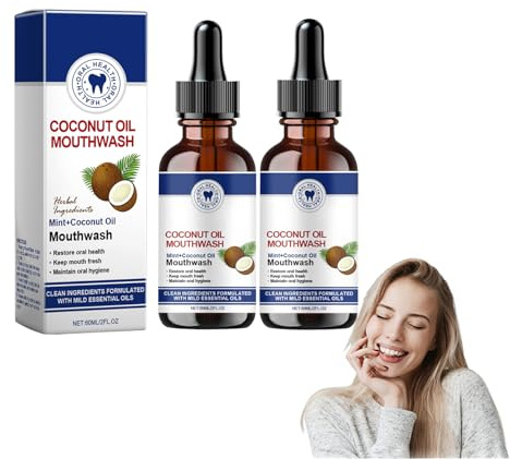 Collutorio sbiancante senza alcool - Risciacquo orale quotidiano alla menta naturale per alito fresco, rafforzamento dello smalto e cura sensibile dei denti, uso per bambini e adulti (2 bottiglie)