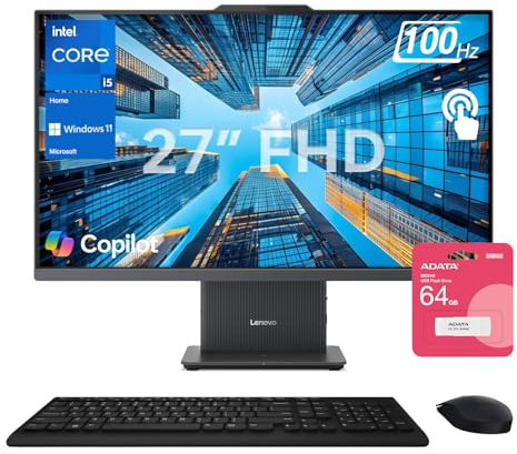 Lenovo IdeaCentre I 2025 Premium Business All-in-One, Next Gen AI, 27 FHD Touchscreen 100Hz, i5-13420H, 32GB DDR5 RAM, 1TB SSD, Wi-Fi 6, Wireless KB &M, W11H, Bundle with ADATA 512GB External SSD