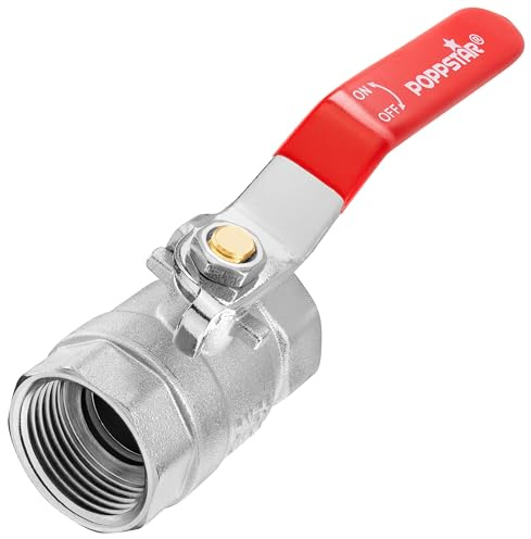 Poppstar Kugelhahn 1 Zoll (IG/IG 30,29mm, DN25), voller Durchgang, Hebelgriff, Messing