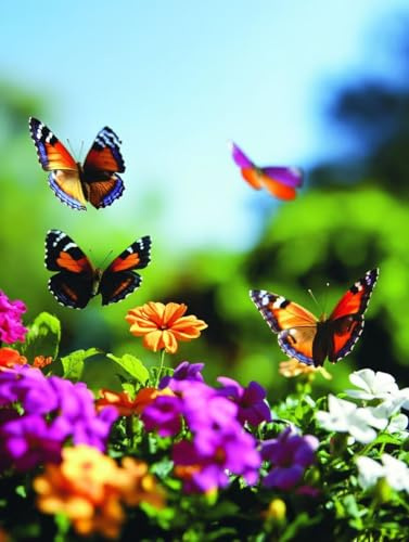 Flor Diamond Painting Kit Completo, 5D Diamond Painting Mariposa Pintura Diamante Niños DIY Cristal Strass Punto de Cruz Manualidades Puzzle Diamantes Adultos, Decoración Hogar Regalos 90x120cm s7-6V