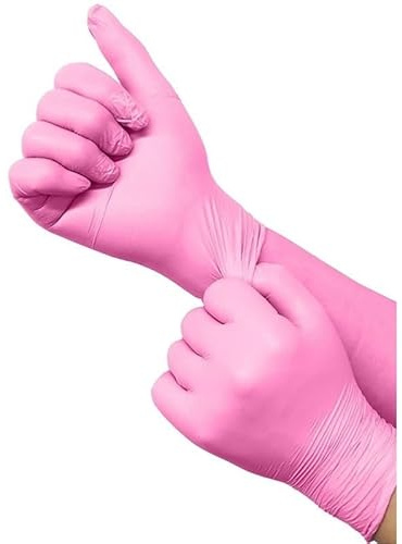 PBHOVIITG 100 guantes desechables de nitrilo, color rosa, resistentes al agua y duraderos, for limpieza mascotas, tatuajes, herramientas for el hogar(Light Pink-100pcs,M)
