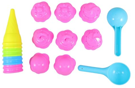 Abaodam Set de Jeux Extérieur Garçon Fille Moules Glace Plastique Colorés Cônes et Cuillères pour Jeu de Sable Créatif Résistant et Facile à Nettoyer pour Plage et Jardin