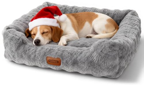 Nobleza Cuccia per Cani di Taglia Piccola e Gatti, Morbida in Peluche, Cuscino con Base Antiscivolo, Supporto Robusto, Rivestimento Rimovibile e Lavabile, 65x55x20cm, Grigio