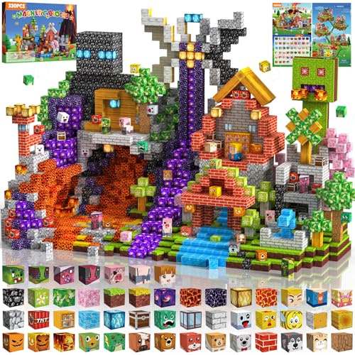 Magnetiska Byggklossar 330 PCS 2CM Magnetic Blocks, 3+ STEM Montessori sensoriska leksaker för 3 4 5 6 7 8 9 10 11 12 8-12 år gamla pojkar och flickor Födelsedagspresenter