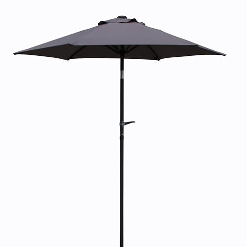 Gardissimo Sonnenschirm New Sunny 180 Anthrazit Rund | UV Schutz 50+, Kurbel, Knickbar, Für Garten und Balkon