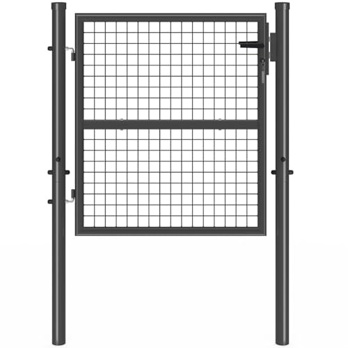 IDMarket - Portillon de jardin 105 x 100 cm en acier gris anthracite | Avec serrure et poignée