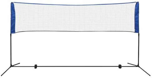 Badmintonnätset med fjäderbollar, höjdjusterbart fristående nät 300 x 155 cm, bärbar stålram med stolpar för tennis, volleyboll, utomhus, trädgård, fritid, camping, familj
